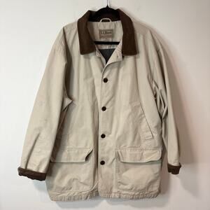 L.L. Bean Mens Vintage Chore Barn Coat Jacket Shacket Canvas Cotton Corduroy XL